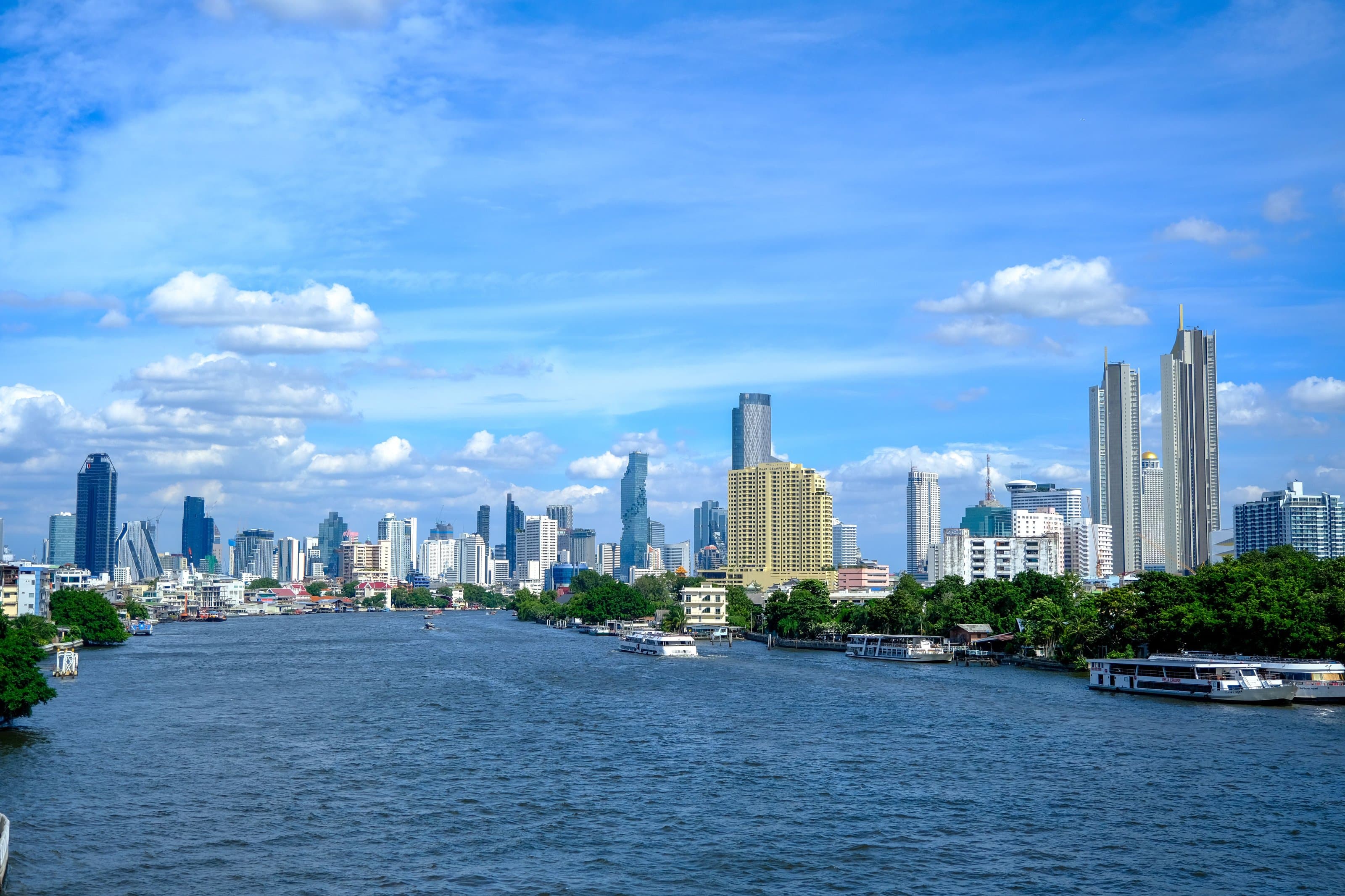 The Chao Phraya River and the Bangkok skyline