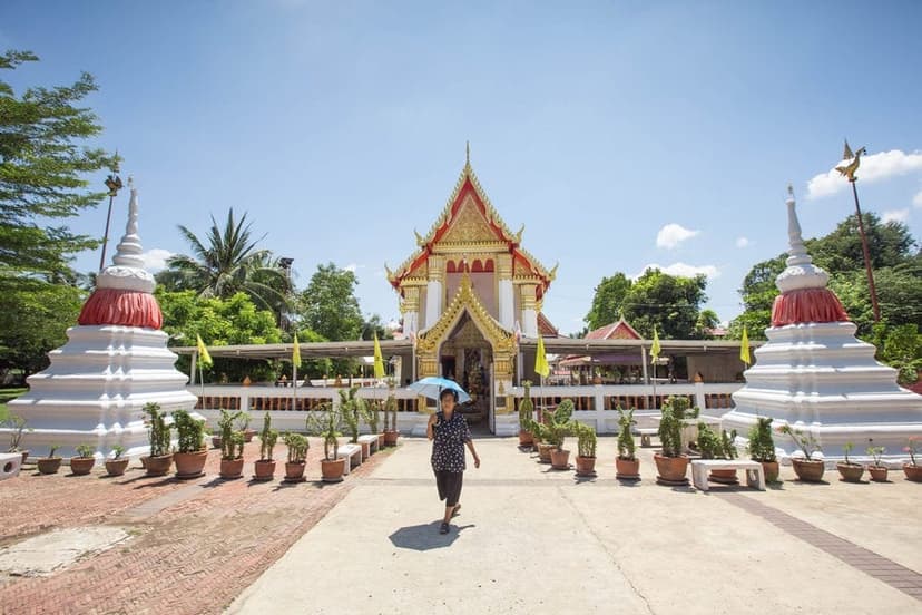 A riverside temple on Koh Kret, an island in the Chao Phraya on the edge of Bangkok. Suvarnabhumi is the arrival point for the restored nonstop from Amsterdam.