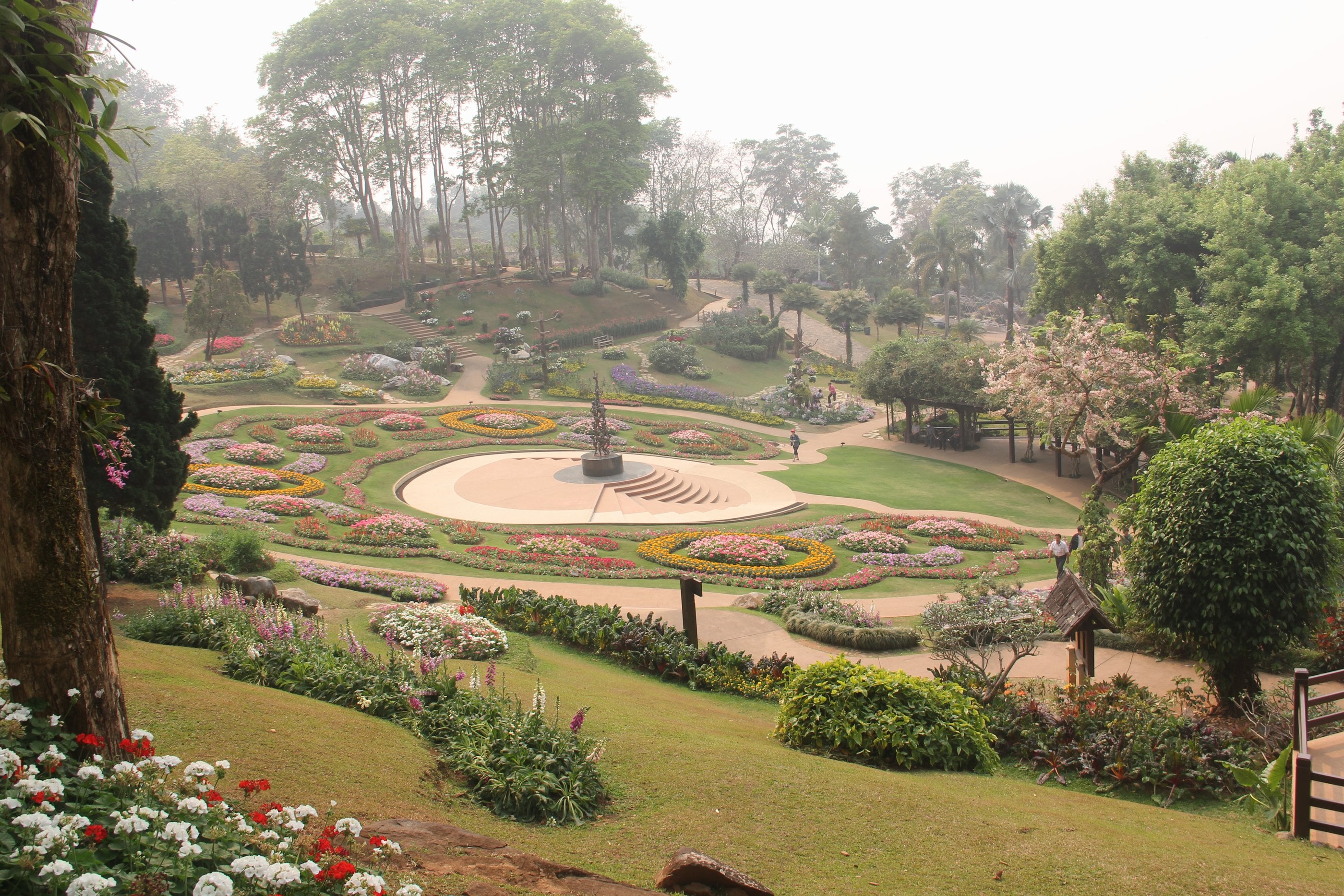 The terraced beds of Mae Fah Luang Garden below the Doi Tung Royal Villa, on the Myanmar border.