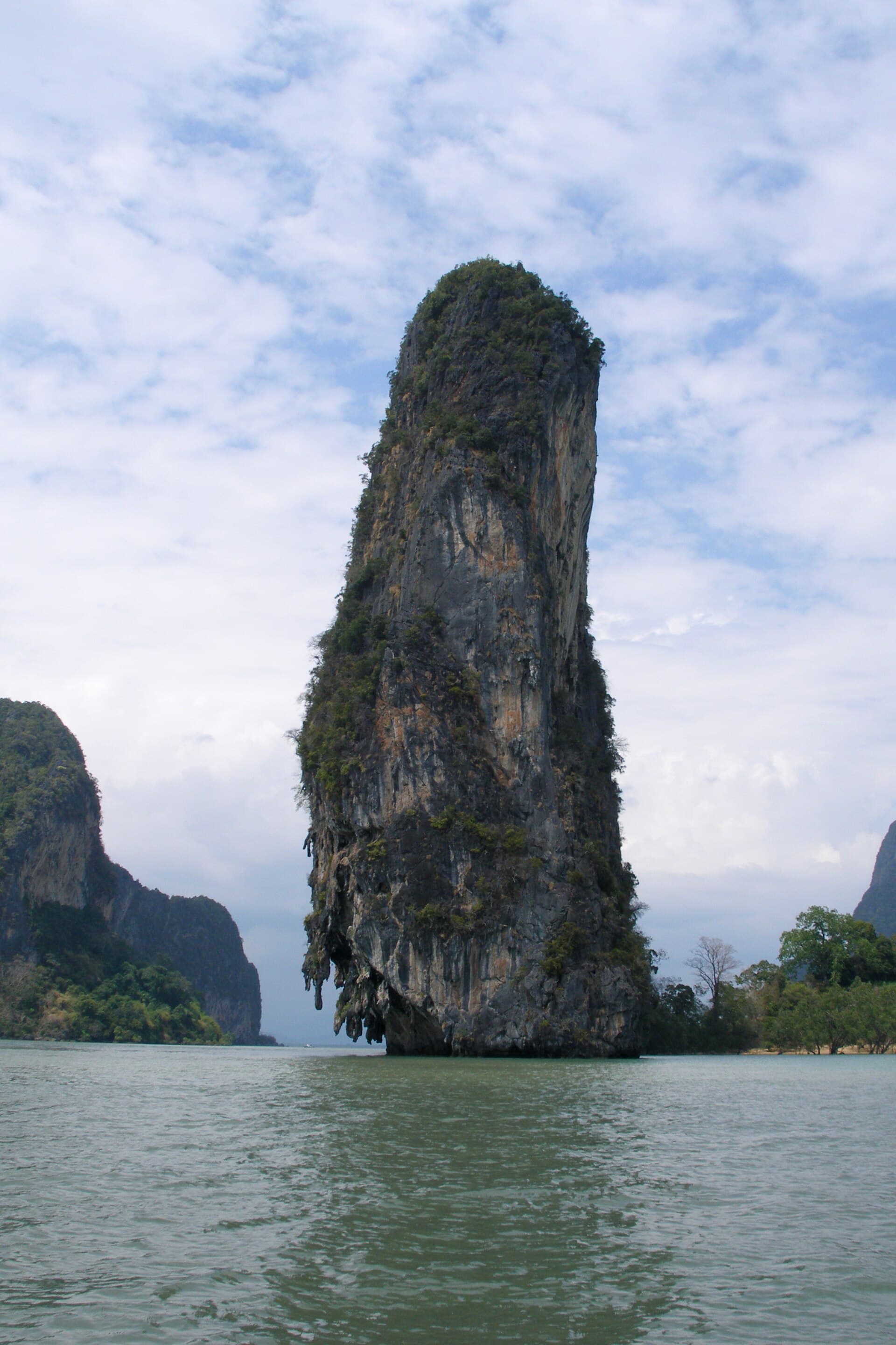 Limestone karsts rising from the water in Phang Nga Bay on the Andaman coast.