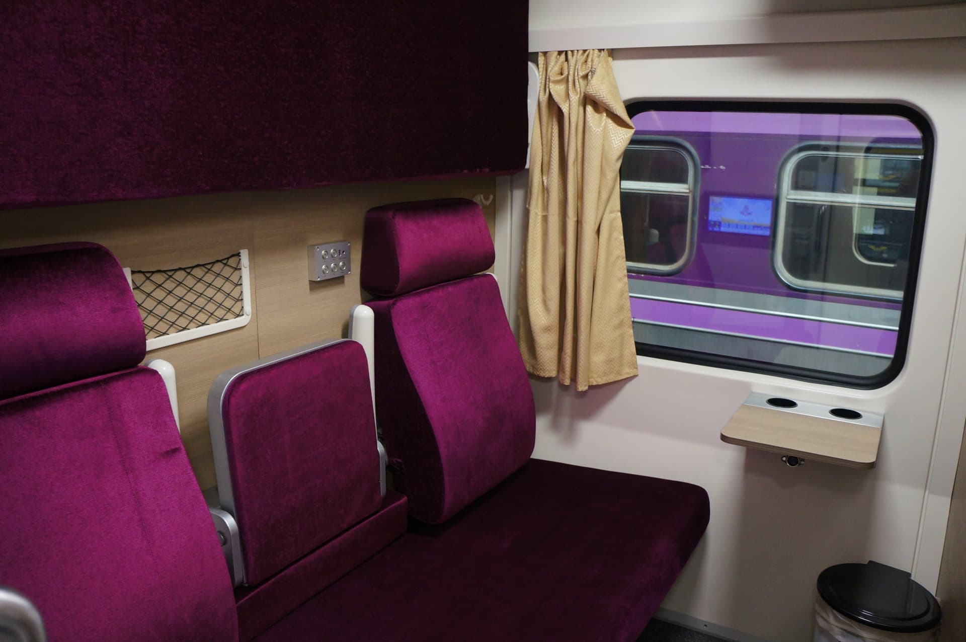 A first-class sleeper berth on the State Railway of Thailand's modern overnight stock.