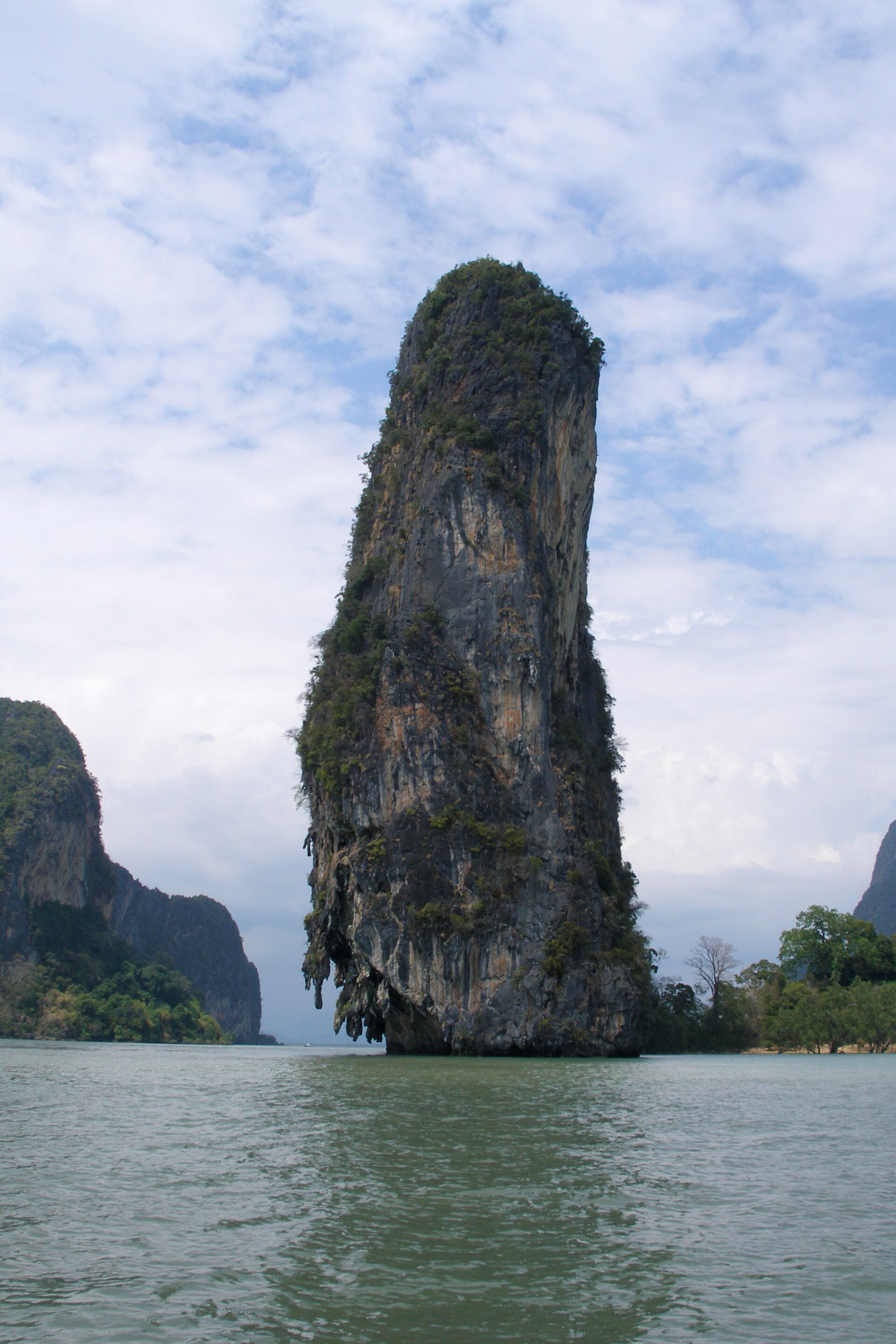 Limestone karsts rising from the water in Phang Nga Bay on the Andaman coast.
