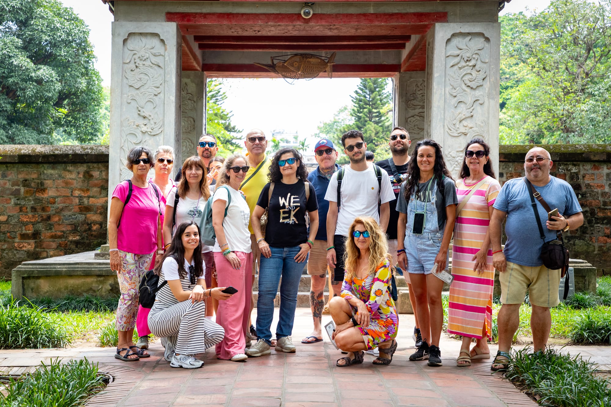 The group together at Hanoi's Temple of Literature on the northern leg of the circuit.